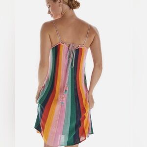 FARM Rio for Anthropologie Crochet/Knit Mini Dress - Small - Multi Color Stripe